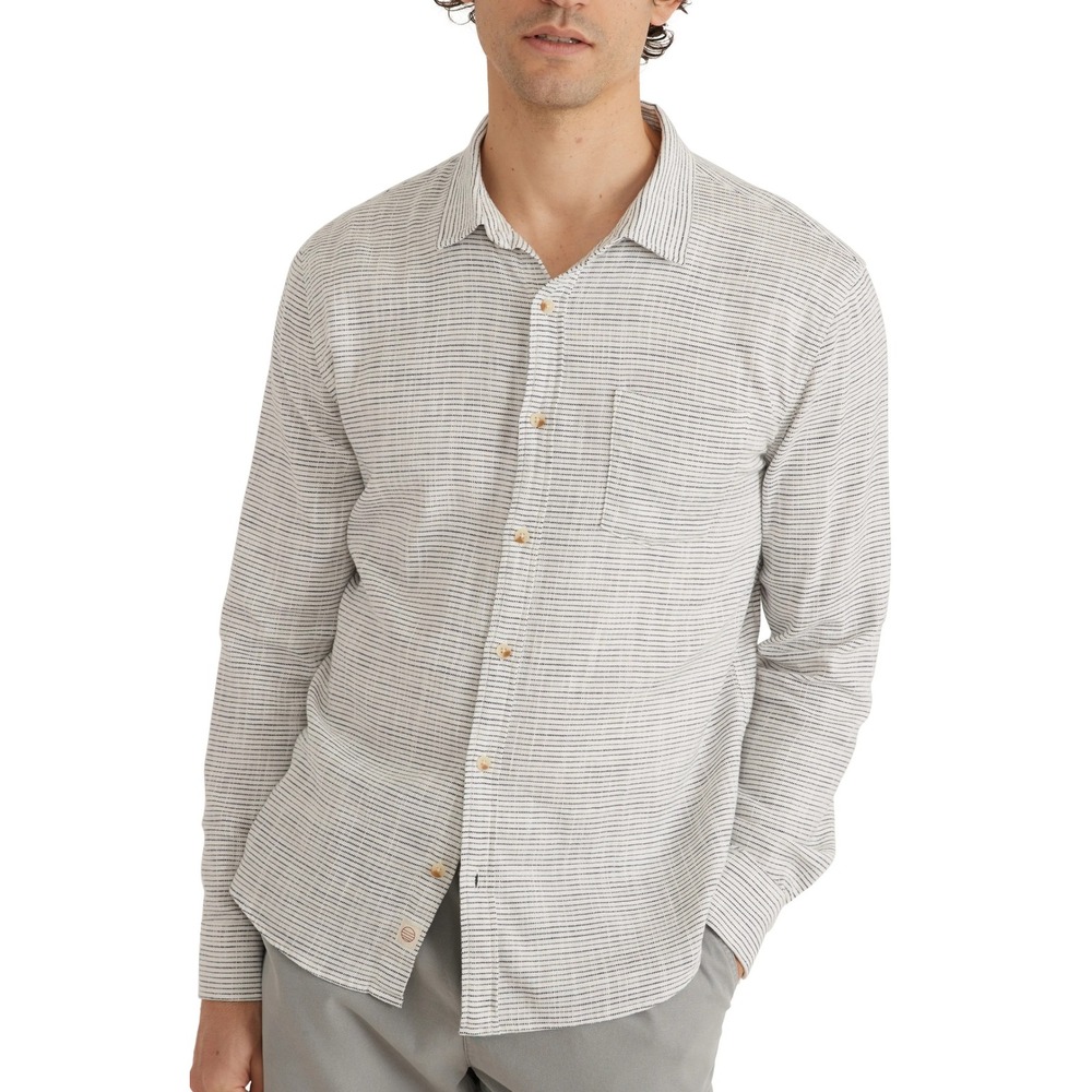 Marine Layer Men's Cotton Button Down Striped Shirt Nautical Blue XL - Picture 2 of 8